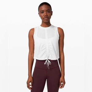 White Lululemon tank top with tie